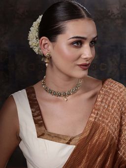 PANASH - Gold Plated Cubic Zirconia Studded Jewellery (Set of 2)