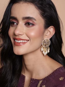 PANASH - White Contemporary Drop Earrings