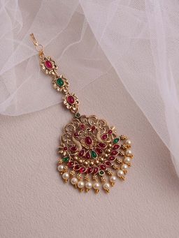 PANASH - Gold Plated Multi-Color Maang Tikka