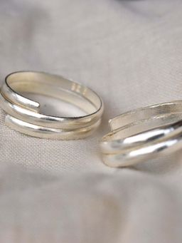 BeAbhika - Double Stacked Adjustable Sterling Silver Toe Rings