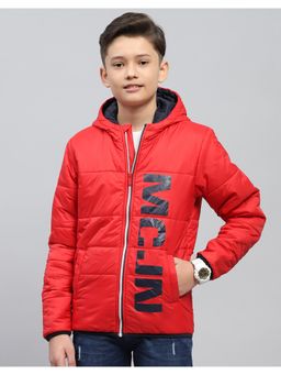 Monte Carlo - Boys Red Printed Full Sleeves Slim Jacket