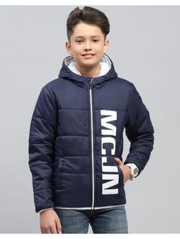 Monte Carlo - Boys Navy Blue Printed Full Sleeves Slim Jacket