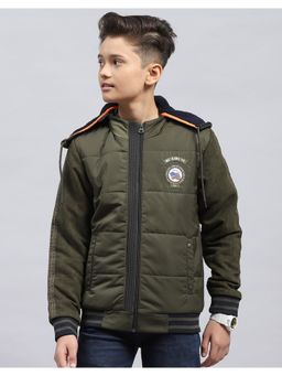 Monte Carlo - Boys Green Solid Full Sleeves Slim Jacket