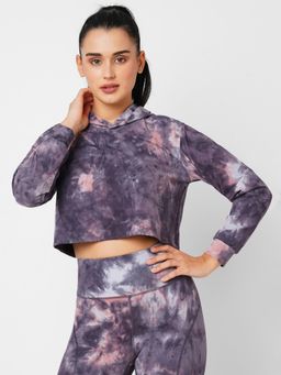 BODD ACTIVE - Purple Crop Tie & Dye Hoodie
