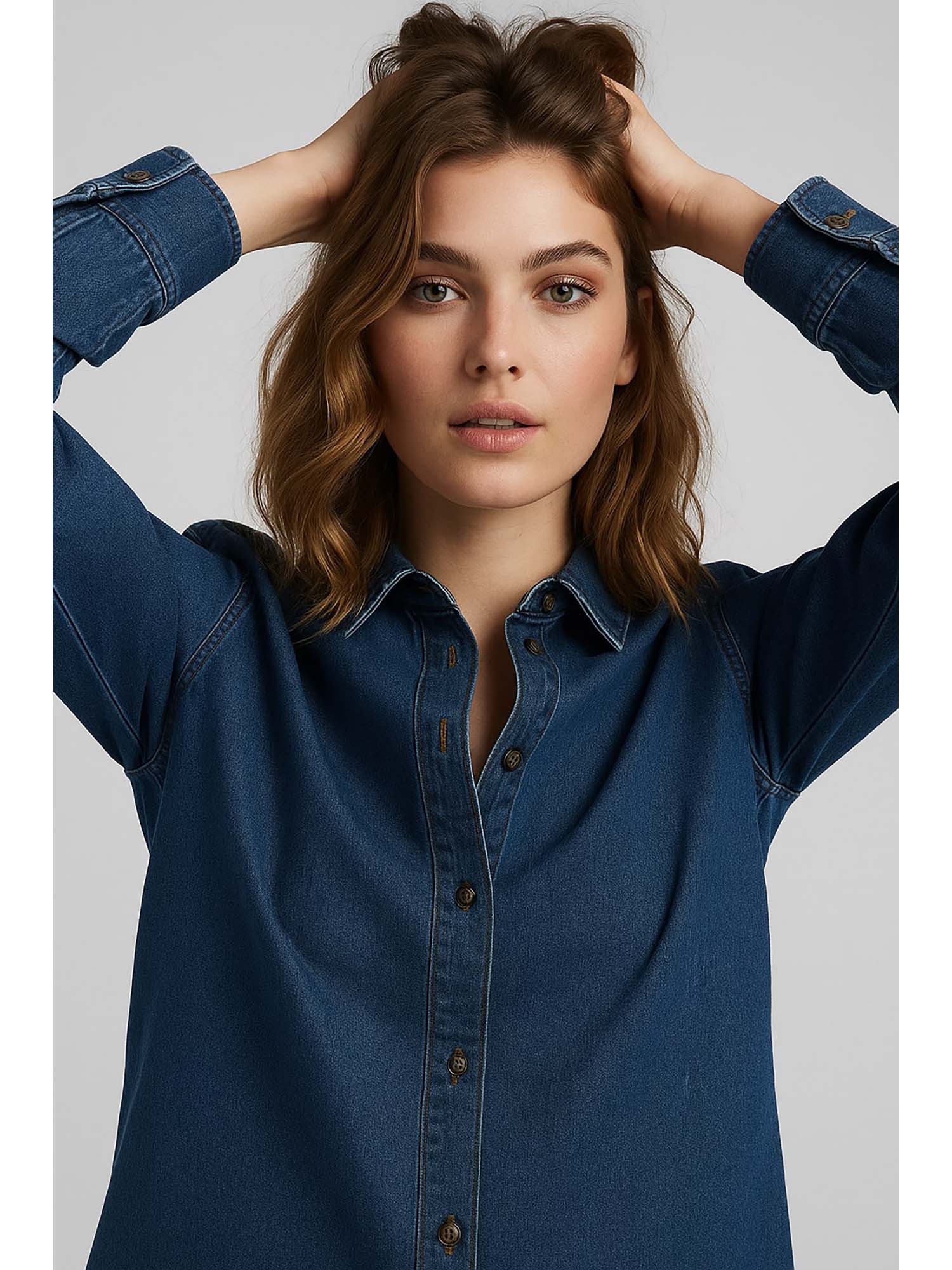 lounge dreams Dark Blue Oversized Denim Shirt-picture-34