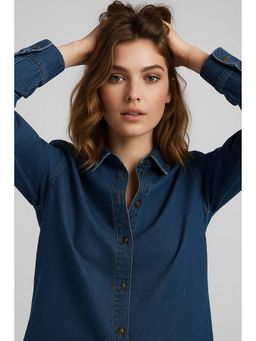 Lounge Dreams - Dark Blue Oversized Denim Shirt