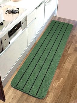 Saral Home - Polypropylene Microfiber Anti Skid Striped Runner-45X120 Cm-Green