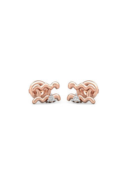 Candere by Kalyan Jewellers - 18K Rose Gold and Diamond Aquarius Stud Earring for Women