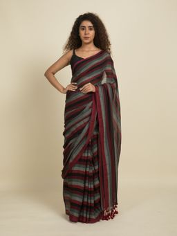 Suta - Multi-Color Stripes Cotton Saree