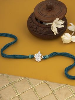 Praavy - Intricate Vighnaharta Ganesha Rakhi 925 Sterling Silver Rakhi for Brother