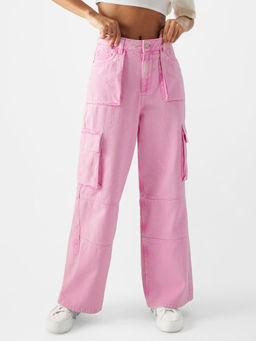 The Souled Store - Original Cargo Pink Women Cargo Jeans