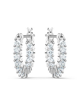 SWAROVSKI - Matrix Vittore Round Cut White Rhodium Plated Hoop Earrings