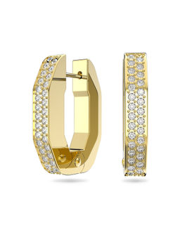 SWAROVSKI - Dextera Octagon Shape Small White Stone Gold Plated Hoop Earrings