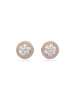 SWAROVSKI - Una Angelic Round Cut White Stone Rose Gold Plated Stud Earrings