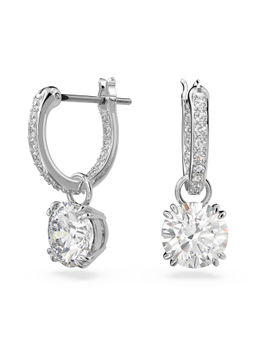 SWAROVSKI - Stilla Round Cut White Rhodium Plated Drop Earrings
