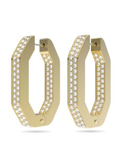 SWAROVSKI - Dextera Octagon Shape Medium Gold Plated Hoop Earrings