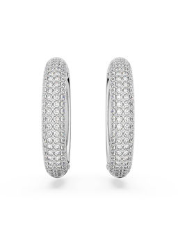 SWAROVSKI - Dextera Medium Rhodium Plated Hoops Earrings