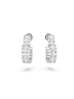 SWAROVSKI - Matrix Small Heart White Rhodium Plated Hoop Earrings