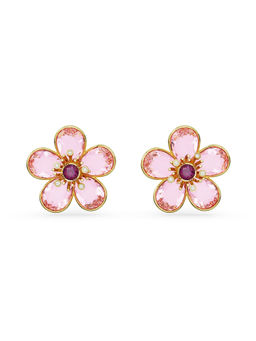SWAROVSKI - Idyllia Pink Flower Gold Plated Stud Earrings
