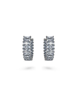 SWAROVSKI - Matrix Baguette Cut Gray Rhodium Plated Hoop Earrings