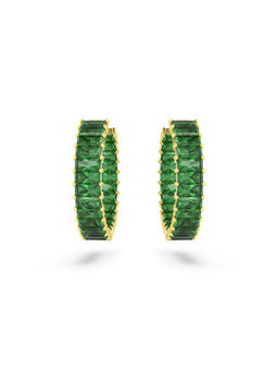 SWAROVSKI - Matrix Baguette Cut Green Rhodium Plated Hoop Earrings