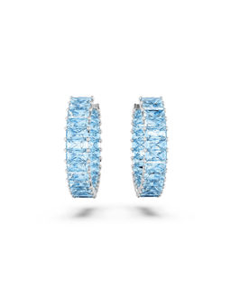 SWAROVSKI - Matrix Baguette Cut Blue Rhodium Plated Hoop Earrings