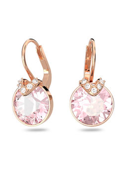 SWAROVSKI - Bella Pink Round Cut Rose Gold-Tone Plated Drop Earrings