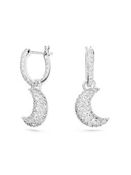 SWAROVSKI - Sublima White Stone Moon Rhodium Plated Drop Earrings