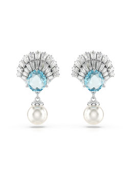 SWAROVSKI - Idyllia Crystal Pearl Shell Blue Rhodium Plated Drop Earrings