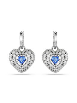 SWAROVSKI - Idyllia Heart Blue Rhodium Plated Drop Earrings