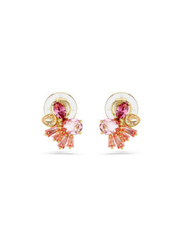 SWAROVSKI - Gema Mixed Cuts Pink Flower Gold Plated Stud Earrings