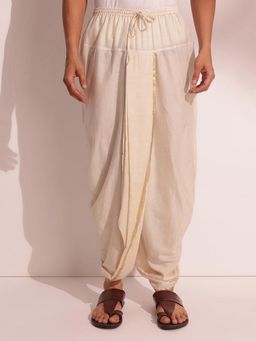 Fabindia - Cream Natural Cotton Silk Blend Woven Dhoti