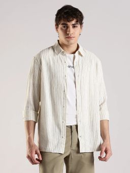 Calvin Klein - Striped Regular Fit Linen Casual Shirt