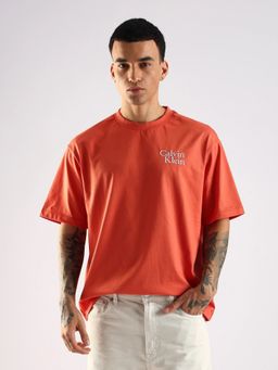 Calvin Klein - Orange Solid Relaxed Fit Cotton T-Shirt