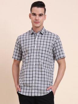 Greenfibre - White Checked Semi Casual Shirt
