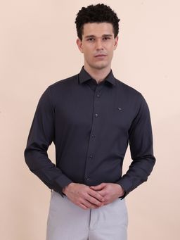 Greenfibre - Dark Grey Solid Slim Fit Party Wear Shirt