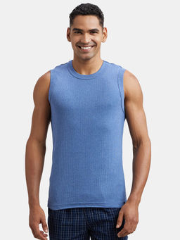 Jockey - 9930 Men Super Combed Cotton Rib Solid Round Neck Muscle Vest - Denim Melange