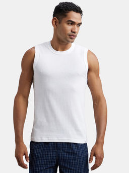 Jockey - 9930 Men Super Combed Cotton Rib Solid Round Neck Muscle Vest - White