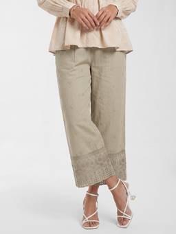 max - Grey Embroidered Thread Work Pant