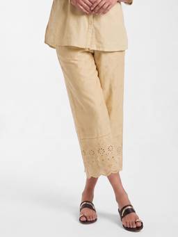 max - Beige Embroidered Thread Work Pant