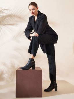 Peach Flores - Reign Leather Boots-Black