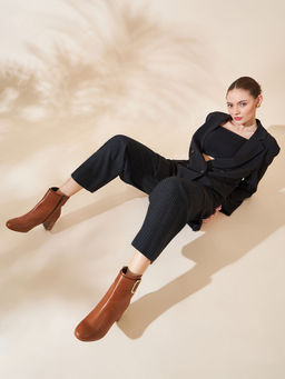 Peach Flores - Jane Leather Solid Long Boots-Tan