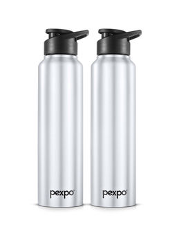 Pexpo - Silver Stainless Steel Vacuum Insulated Flask (Pack of 2) (1000ml)
