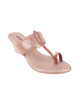 Mochi - Women Festive Synthetic Rose Gold Sandals