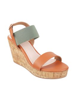 Mochi - Women Casual Synthetic Tan Wedges