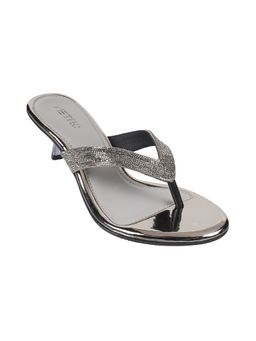 Metro - Women Festive Synthetic Gun Metal Grey Sandals