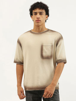 United Colors of Benetton - Beige Boxy Fit Round Neck T-Shirt