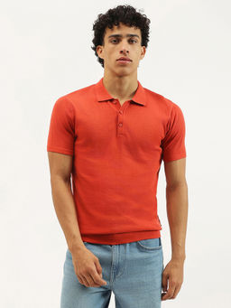 United Colors of Benetton - Red Solid Regular Fit Polo Neck T-Shirt
