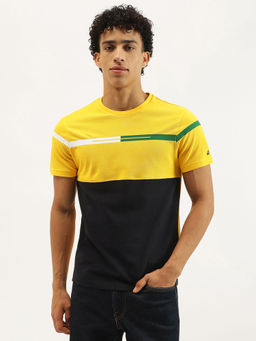United Colors of Benetton - Yellow and Black Regular Fit Colorblock T-Shirt