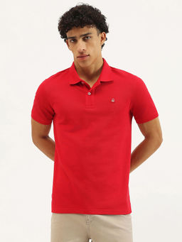 United Colors of Benetton - Red Solid Relaxed Fit Polo Neck T-Shirt